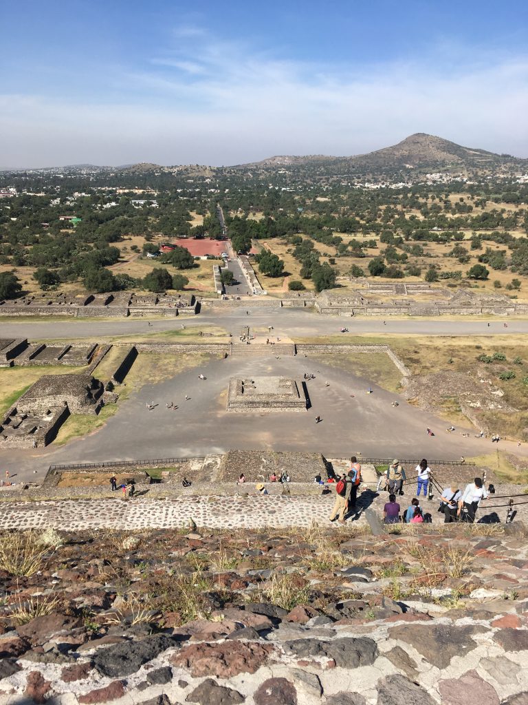 View from the top of the sun pyramid in teotihuacan 